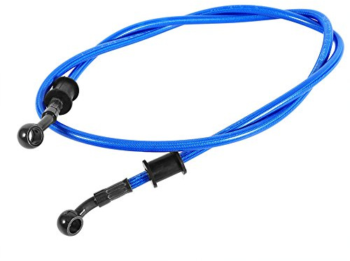 Disponibile in 4 Colori e Lunghezze, da 50 a 200 cm, PVC e Acciaio Inox, Tubo Freno e Frizione Moto (Rivestito), Blu, 1200 mm