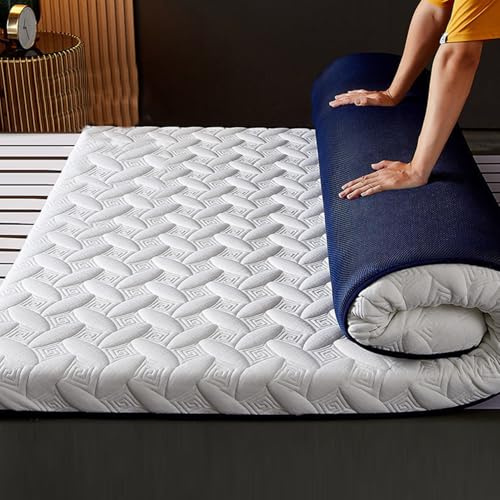 Pink Palm Cubrecolchón de espuma viscoelástica de 4 cm de grosor, color blanco, 90 x 190 cm, almohadilla japonesa, malla transpirable, plegable, cómodo cojín de cama para uso doméstico
