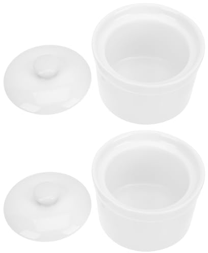 GETAJGHSD 2 Piezas Cuencos de Sopa de Cerámica con Tapa, Vajilla de Cocina Resistente para Mantener Caliente, Diseño Sencillo y Práctico, Accesorios para Cocina Ideales para Uso Doméstico