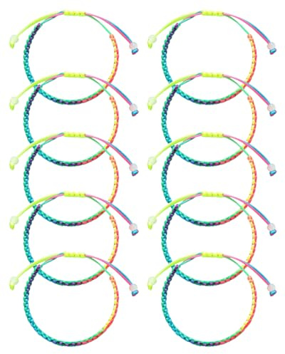 GONZTEL 10 Stück Bunte Seilarmbänder Regenbogenarmbänder, Regenbogen Armbänder Handgemachte Freundschaftsarmbänder Glücksarmbänder Damen, Freundschaftsarmbänder Kinder