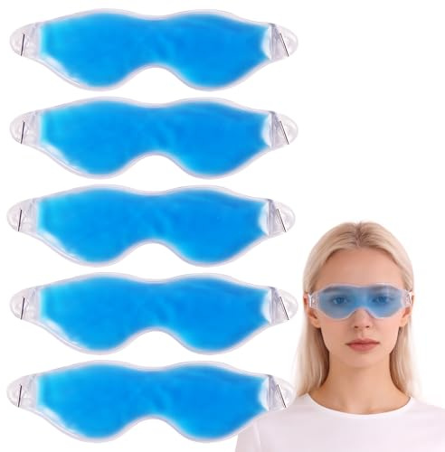 5 Stücke Augenmaske Kühlend Kühlbrille Augen, Weich und Bequem, Kalt-Wärme-Dual-Use, für Damen und Herren bei Müdigkeit und Schlafen, Leicht Tragbar