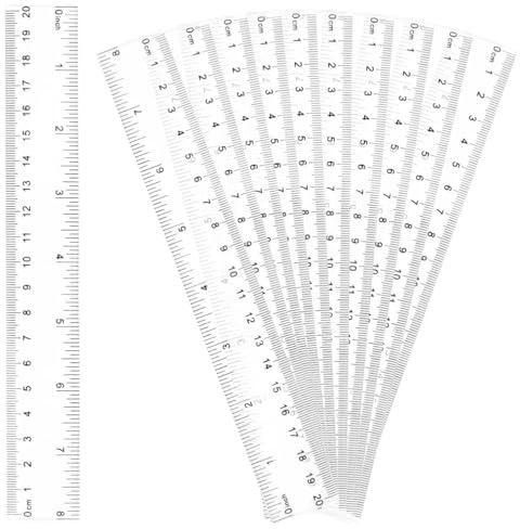 10 Ruler Set, 20 cm Plastic Clear Straight Rulers for School, Office