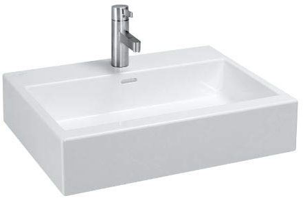 Laufen Living City Aufsatzwaschtisch, 1 Hahnloch mittig, mit Überlauf, 600x460,weiß - H8174340001041