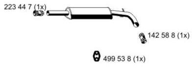 Mittelschalldämpfer Auspuff Mitteltopf original ERNST (112222) Länge: 880mm