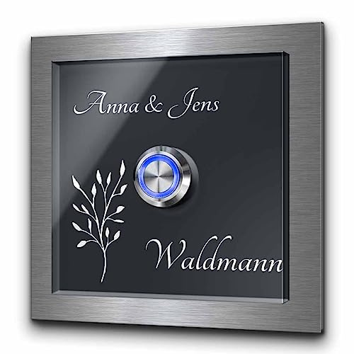 Edle Türklingel mit Hochglanzoptik - Klingel Modell Waldmann 10x10 cm | Personalisierte Gravur mit Wunschtext und Motiv - Wahlweise in Schwarz oder Anthrazit