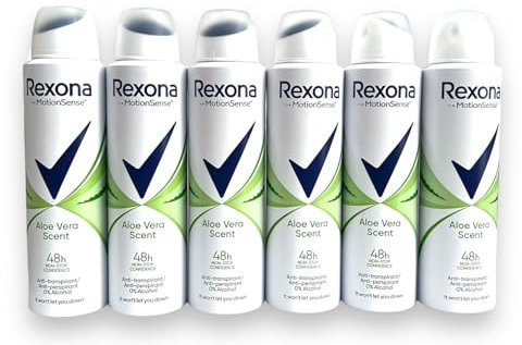 REXONA Deodorante spray da donna Aloe Vera Motionsense, 48 ore, confezione da 6 (6 x 150 ml)