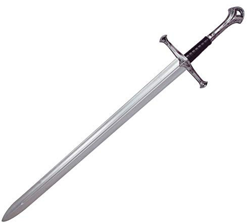 LOOYAR Middle Ages Medieval PU Foam Two Handed Sword Toy Great Sword Weapon Toy for Knight Soldier Warrior Costume Battle Play Halloween Cosplay LARP Silver…