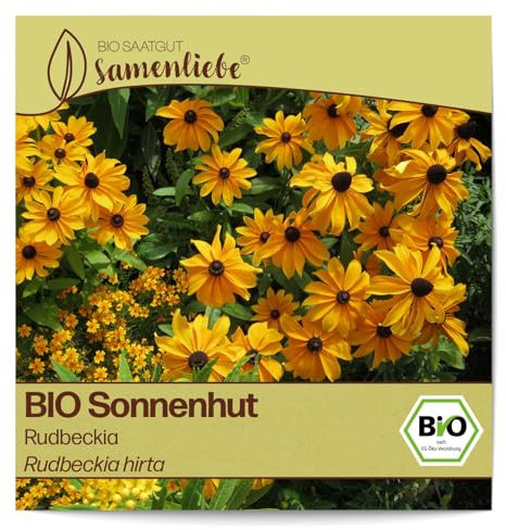Samenliebe BIO Sonnenhut Samen Rudbeckia Bienenweide Schnittblume orange rot 500 Samen samenfestes Blumen Saatgut für Gewächshaus Freiland und Balkon BIO Blumensamen
