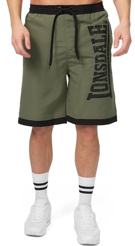 Lonsdale Clennell shorts för män, Svart/oliv, 3XL