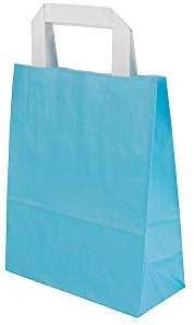 BIOZOYG Pappersbärväskor med platt handtag 80 g 18 8 x 22 cm I fasta papperspåsar kraftpapper I presentpåsar stor Give Aways partypåsar I papperspåse blockbotten 25 papperspåsar ljusblå