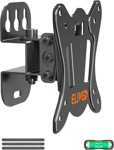 ELIVED EV028-DE Support mural pivotant et inclinable pour la plupart des téléviseurs LED plats et incurvés de 13 à 30 (13 à 30) LCD, OLED, Plasma jusqu'à 15 kg avec VESA 75 x 75/100 x 100 mm