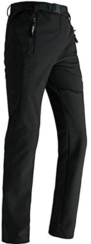 LANBAOSI Vandringsbyxor herr vinter fleece fodrade byxor softshell utomhus termiska arbetskläder skidåkning golf promenader vattentäta byxor, Svart, L