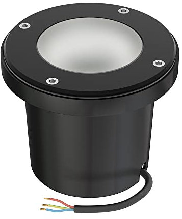 ledscom.de Recessed Floor Light BOFU for Outdoors, IP67, swivelling, Black, Round, 150mm Ø, 1x GU10 max. 15W, Frosted Glass