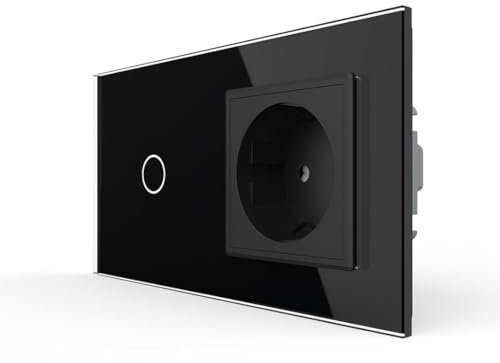 Livolo Touch Funk Lichtschalter Wandschalter Schalter mit Schuko Steckdose UP inkl. Glasblende in Schwarz