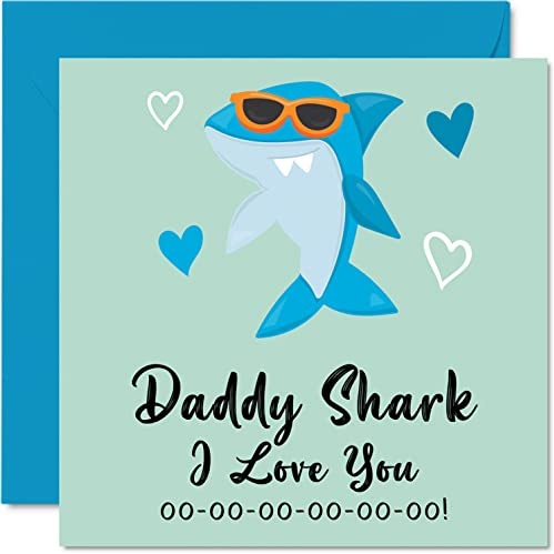 Stuff4 Geburtstagskarten für Papa, Papa | Hai, Vatertagskarte von Tochter, Sohn, Happy Birthday Daddy, Kleinkind Baby 1. Vatertag, 145 mm x 145 mm, Vater, 1 Stück