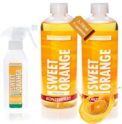 Das blaue Wunder Orangenreiniger Sweet Orange Konzentrat 2 x 750 ml | Universalreiniger | Fettlöser | Fleckenentferner | als Bodenreiniger, Badreiniger, Küchenreiniger | inkl. Sprühflasche