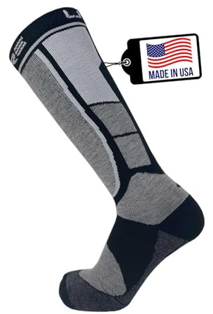 Pure Athlete Alpaca Wool Ski Socks - Made in USA, Winter Weather Lightweight Skiing and Hunting Socks for Men and Women (L, Black)