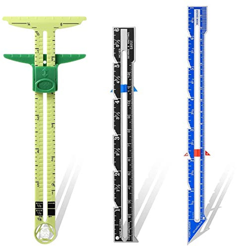 WEIESCIE Schieblehre Nähen Messwerkzeug, 3 Stück Schieblehre Messung Nähen Werkzeug Set, Nählineal Messen, Messung Nähen Gauge T-Geformt Schieblehre Lineal, für Stricken, Nähen, DIY