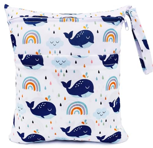 FenFang Stoffwindeln Nasstaschen Kindergarten, Windeltasche Wetbags Wickeltasche Nassbeutel Organiser Taschen Große Wiederverwendbar Wasserdicht mit Reißverschluss für Baby