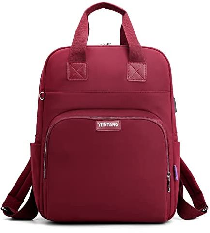 DORRISO Zaino Donna Moda Borsa da College Viaggio Daypack Casual Zainetto Design della porta USB Leggero Borse a Tracolla Viaggiare Vacanza Impermeabile Zaino per 15,6 Pollici Notebook Rosso
