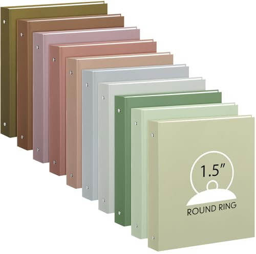 Ctosree 10 farbige 3-Ringbücher mit 2 Taschen, Hardcover, lose Blätter, für Büro, passend für 28,9 x 21,6 cm, 10 Farben (3,8 cm, einfache Farbe)
