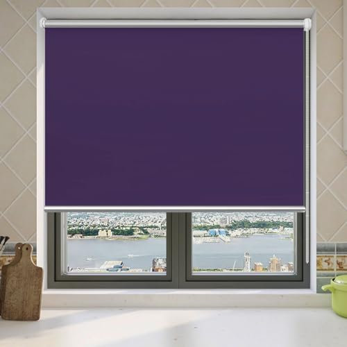 Verdunkelungsrollo Klemmfix Ohne Bohren 45 x 190 cm Blickdicht Hitzeschutz Verdunkelungsrollo Thermorollo inkl Montagematerial für Fenster und Tür, Lila