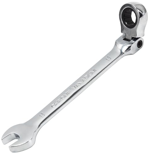 JOISIDE Llave Combinada de Carraca 13 mm Herramienta de llaves de Trinquete ángulo Ajustable de 180 °,72 Dientes, Acero al Cromo Vanadio