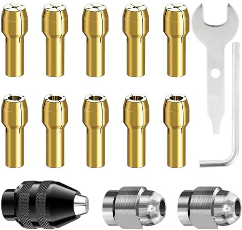 DMNQ 15 PCS Bohrfutter Geeignt für Dremel,Mini Bohrfutter,Aufsätze Geeignt für Dremel,Schnellwechseladapter mit Werkzeugsatz für Rotierendes Werkzeugzubehör,Elektrische Spannfutter-Rotationswerkzeuge