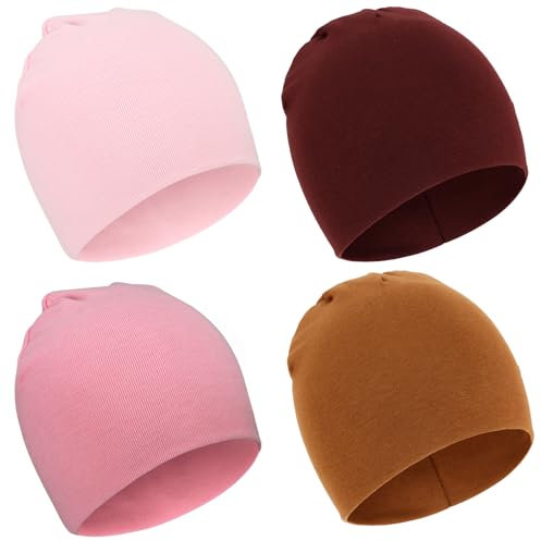 DRESHOW 4 Stücke Unisex Mütze Hut Junge Mütze Frühling Mützchen Kleinkind Wendemütze Jersey Slouch Beanie Bekleidung Unisex Infant Hut