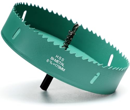 Kronsågar 175 mm, M42 HSS bi-metall borrkronor med adapter och pilotborr skärdjup 30 mm, hålöppnare för metall aluminium trä PVC plast, grön