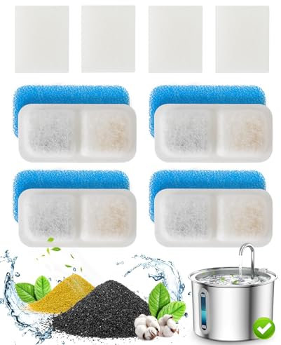 oneisall Fuente de agua para gatos para beber, diseño de grifo de fuente de acero inoxidable de 2 L, fuente de agua ultra silenciosa para mascotas con paquete de 3 filtros, nivel de agua visible para