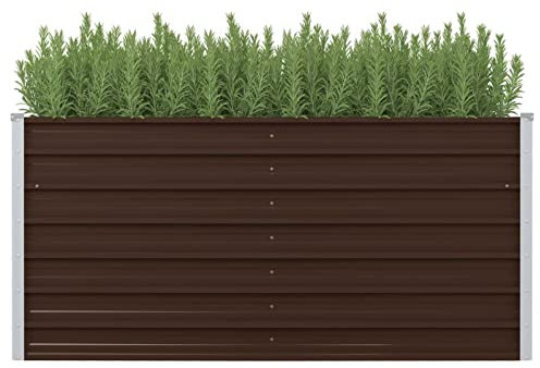 Gecheer Hochbeet Metall Hochbeete für Garten Gartenbeet Hochbeete-Kit Pflanzkübel Pflanzkasten Blumenkasten Blumenbeet Beet hoch Frühbeet für Garten Gemüsebeet Braun 160 x 80 x 77 cm Verzinkter Stahl