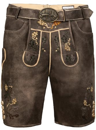 Edelnice Trachtenmode Exklusive Kurze Hirsch Lederhose grau braun Stefan