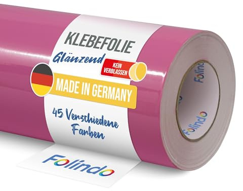 FOLINDO Möbelfolie selbstklebend Glanz Vinyl - langlebige Möbel Klebefolie 045 Hellrosa 5 m x 31,5 cm - Klebefolie Küche - selbstklebende Folie Möbel - moderne Schrankfolie versch. Größen