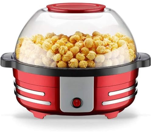 Popcorn Maker Machine, 5L Large Capacity Popcorn Maker, Automatic Hot Air Popcorn Making Machine, with Anti-scalding Handle, 850W Popcorn Machine Maker Round, for Making Popcorn and Grilling