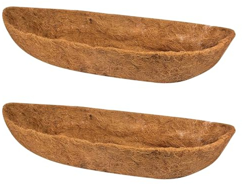 hifrom 2 Stück Kokoseinlage Kokos Ersatzeinlage Hanging Basket Kokoseinsätze für Blumenampeln, Runde Kokostöpfe für Naturkorb Garten Blumentopf Hängekörbchen Pflanzgefäßen (Halbkreis-76cm)
