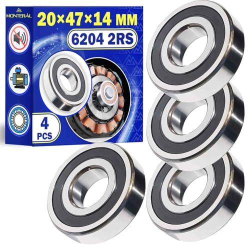 4 Stück Kugellager 6204 2RS für den Motor mit Größe 20 x 47 x 14 mm - MONTERAL