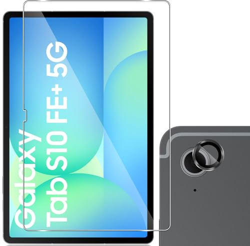 QULLOO Verre Trempé pour Samsung Galaxy Tab S10 FE Plus Tablet + Caméra Arrière Protecteur, Dureté 9H Film Protection Écran, HD Clair Film