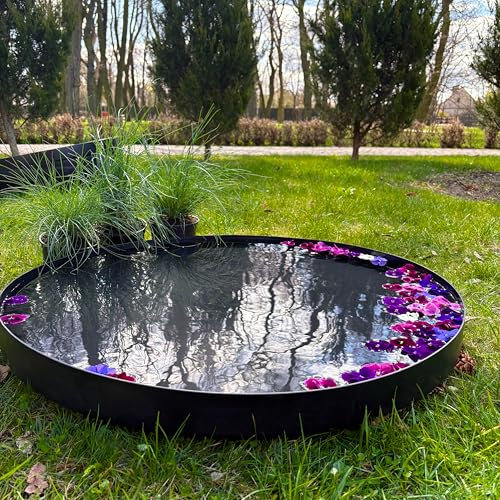 Wasserschale / Wasserspiegel Rund 80, Gartendekoration für Terrasse und Rasen, Dekorative Schachtabdeckung