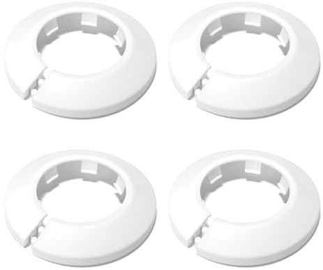 White PP Plastic Pipe Cover – Fits 40mm Pipes, Decorative Cover for Water Pipes, Radiator Wall Hole Protection, Concealment of Pipe Joints and Structural Gaps 4pcs