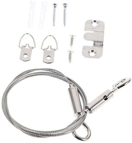 SHINEOFI Adjustable Picture Hanging Kit Steel Wire Rope and Hooks 1.2M Multipurpose Wall Hanging System for Art and Photos Includes Picture Frame Wire and Rail Hooks