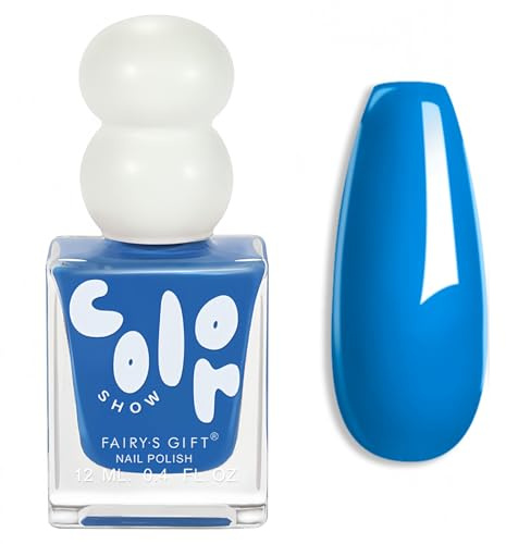 Blue Nail Polish - Quick Dry Navy Blue Nail Varnish Glossy Finish, Long Lasting Light & Bright Blue Nail Polish for Women, Shiny Professional Nail Varnish for Salon & Home Manicure