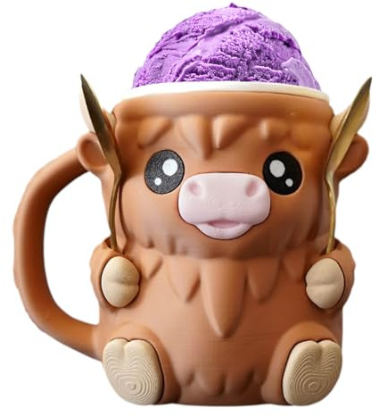 Portavasos De Helado Con Diseño De Cow De Las Tierras Altas | Funda Con Asa Para Vasos De Helado | Contenedor Hielero Con Lindos Animales | Soporte Para Latas De Cerveza, Portapaletas Antiderrames