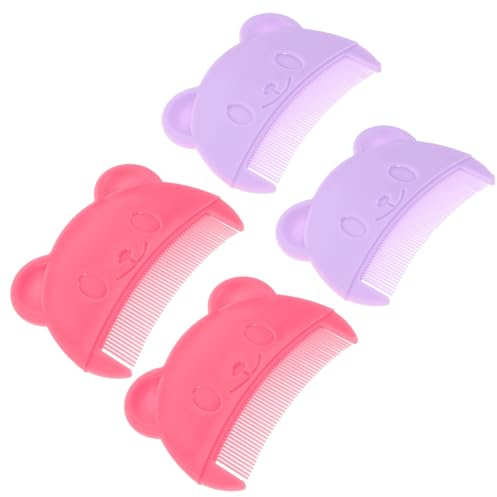 Gogogmee 4pcs Hair Comb for Newborn Scalp Brush Cradle Cap Comb Cute Bear Shaped for Bath Essentials and Portable Use