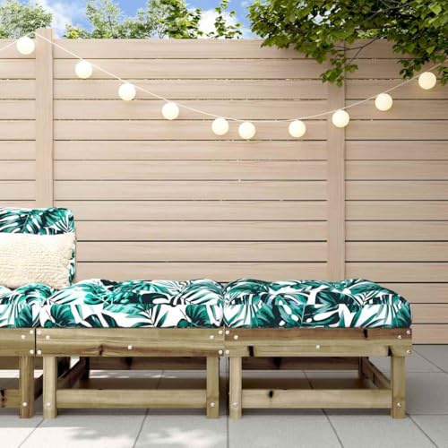 LoogCape Gartenhocker mit Kissen, 2er-Set, Kiefernholz imprägniert, 61x60,5x30cm, für Terrasse & Outdoor-Möbel, robust & stabil