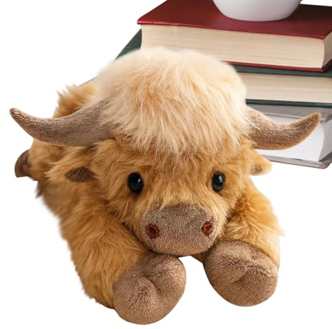 Générique Peluche Vache des Highlands Lestée - Animal en Peluche Lavable Machine, Coussin Câlin Doux Jouet, Décor Chambre Ferme Mignon, Cadeau Coussin Apaisant | pour Adultes Ados