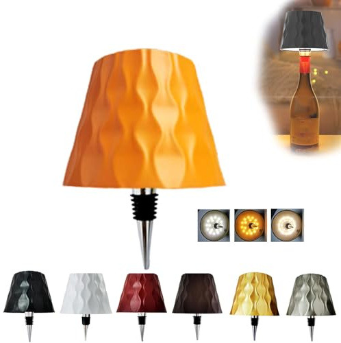 ZBELLO Wireless Bottle lamp, LED Rechargeable Bottle lamp, Touch Control, 3-Color dimmable Desk lamp, Bottle lamp Cover, Suitable for Bars, Restaurants, bedrooms and Outdoors (Orange)