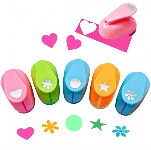 5 Stück Papier Stanzer Set, Motivstanzer Groß Papierstanzer, Ausstanzer Motivlocher Stanzen Herz Stern Schneeflocke