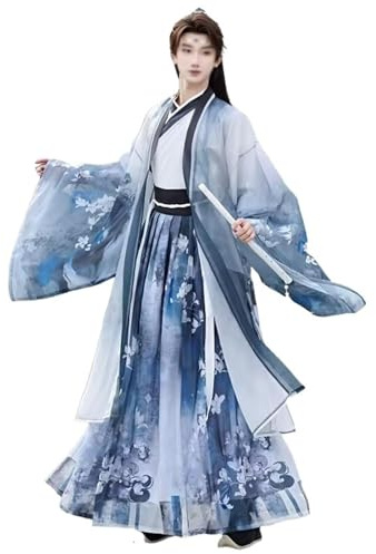 Stor Storlek Hanfu Herr Dam (S-3XL), Traditionell Kinesisk Cosplay-dräkt, Antika Hanfu-set,S,White