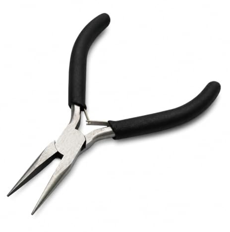 5-Inch Needle Nose Pliers for Jewellery Making, Carbon Steel Spring Loaded | Black Carbon Steel, Spring-Loaded Fine Tips for Tight Spots. Great for Jewellery Making, Gripping, Wire Bending, Crafts Diy